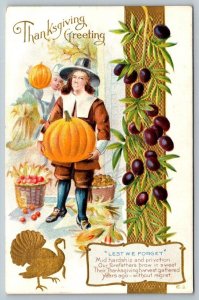 Thanksgiving Greetings  Mayflower Pilgrim Plymouth  Postcard  1911