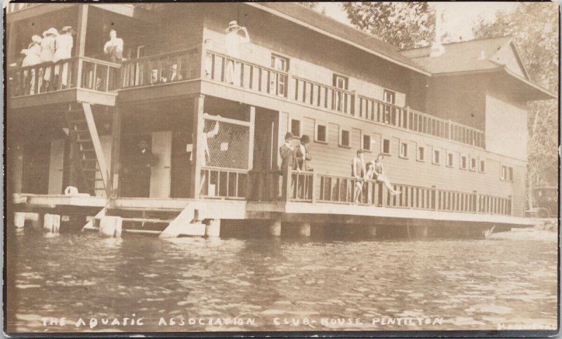 Penticton BC The Aquatic Association Club House Swimming c1912 RPPC Postcard H6