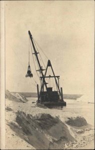 Cape Cod Canal Excavation? Dredge Machine Sandwich Cancel Real Photo Postcard