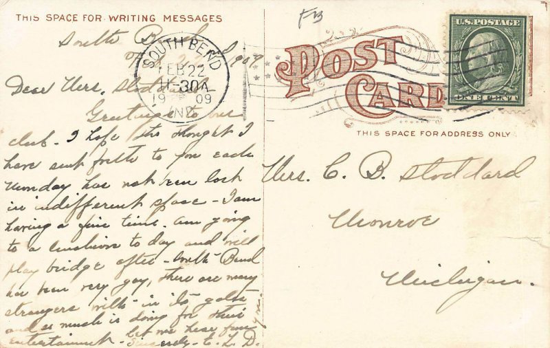 LP77 South Bend   Indiana Postcard Y.M.C.A. Building