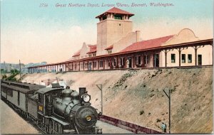 Everett WA Great Northern Depot Train Railway Station Unused Postcard F81