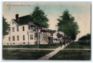 1910 Willis Avenue Exterior Houses Field Perry Iowa Vintage Antique Postcard