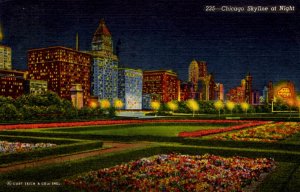 Chicago, Illinois - Chicago's Famous Michigan Avenue at Night - in 1959