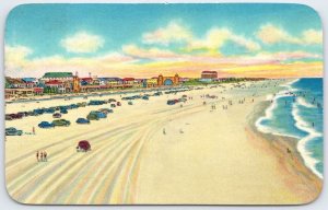 Vintage Daytona Beach Florida Linen Postcard Tracks on Sand Broadwalk