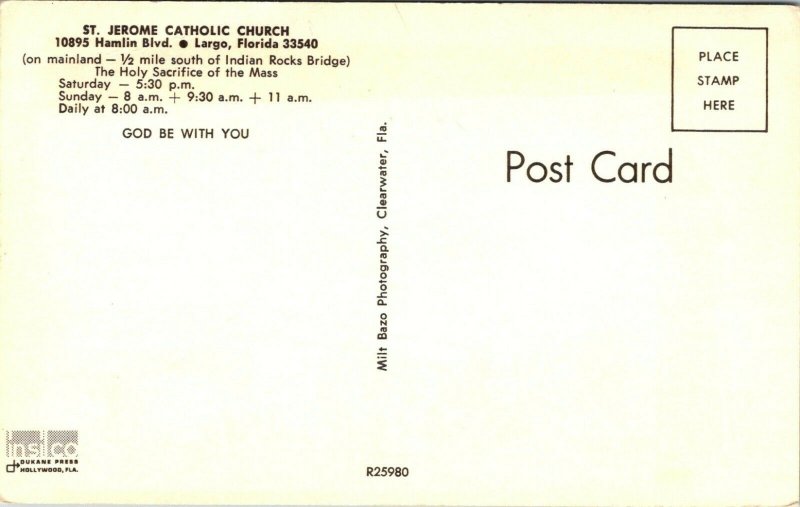 St. Jerome Catholic Church Largo Florida Postcard