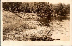 RPPC Edgewood River Bank, Posted from Alden IA c1914 Vintage Postcard I58 