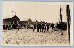 WWI Postcard RPPC Photo US Army Camp Sports c1910's Unposted Antique