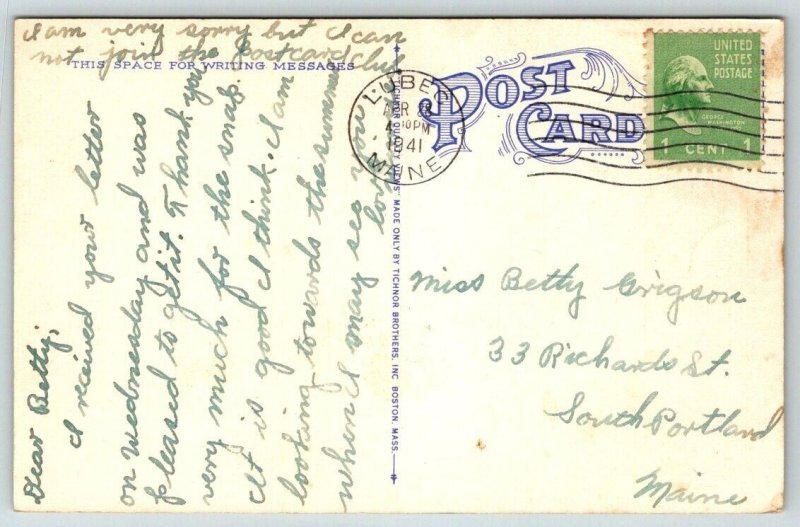 Lubec Maine  From Campobello  New Brunswick Canada   Postcard  1941