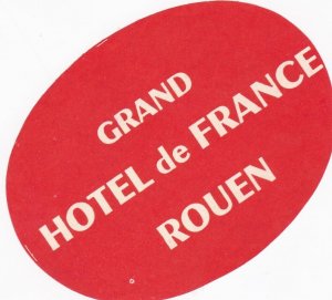 France Rouen Grand Hotel de France Vintage Luggage Label lbl0377