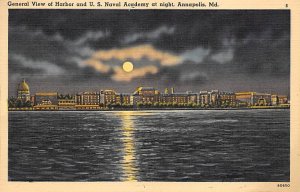 Harbor, U. S. Naval Academy at night Annapolis, Maryland MD