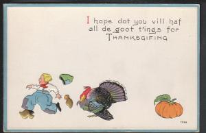 Thankgiving Turkey and Boy Post Card 5119