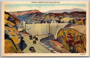 Vtg Boulder City Nevada NV Boulder Dam Lookout Point 1930s Linen View Postcard