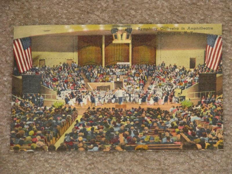 Symphony Orchestra in Amphitheatre, Chautauqua, N.Y., used vintage card