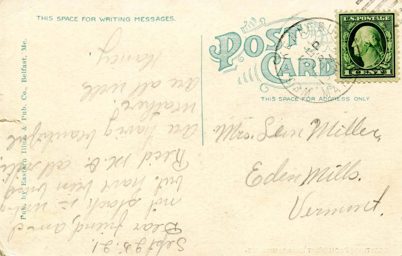 ME - West Kennebunk.  Greetings!     (tear in card)