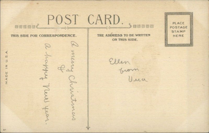 Christmas Little Boy Blue Winter Coat c1915 Postcard