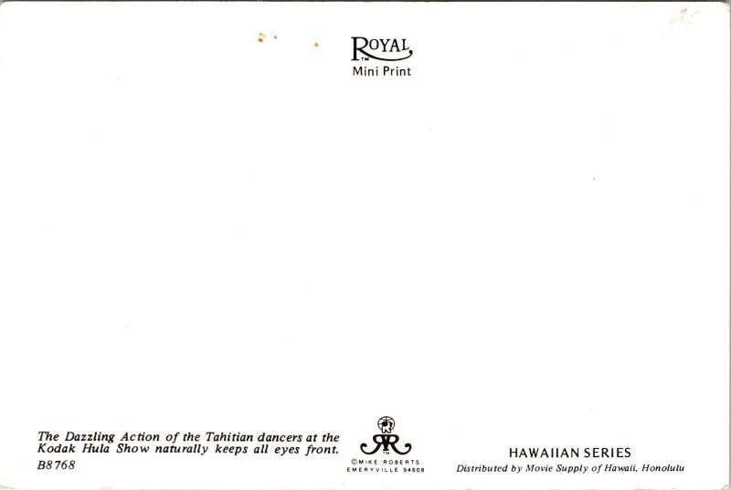 Dazzling Tahitian Dancers Kodak Hula Girls grass skirts Hawaii Postcard