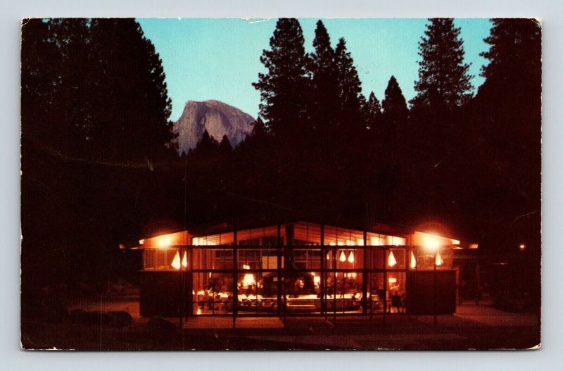 Yosemite National Park California Half Dome Lounge Twilight View Chrome Postcard 