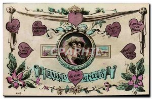 Old Postcard Fantaisie Language hearts