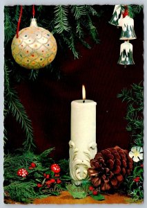 Zalig Kerstfeest, Merry Christmas, Ornaments, Candle, 1969 Dutch Postcard