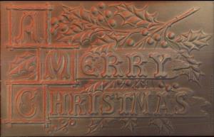 Merry Christmas - Ambossed Airbrushed Greeting c1910 Postcard