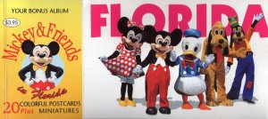 Florida Disneyland Walt Disney Mickey Mouse BONUS ALBUM Rare 20 Postcard Book