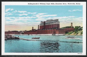 Hollongsworth & Whitney Paper Mills, Kennebec River, Waterville, ME., Postcard