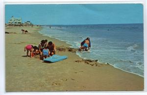 Beach Play Misquamicut Beach Rhode Island 1960s postcard