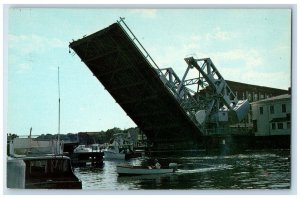 c1960s Drawbridge At Mystic Separating Stonington From Town Groton CT Postcard