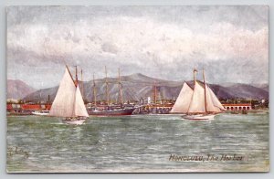 Hawaii Sailing The Honolulu Harbor Tuck Oilette Postcard Y27