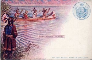 Piegan Indians Canada 'The King's Subjects' Series Canoe Unused Postcard E66