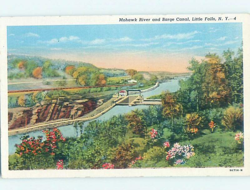 Unused Linen POSTCARD FROM Little Falls New York NY HM9144