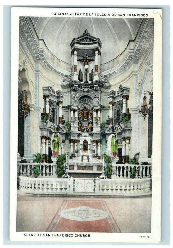 1920 Alter San Francisco Church Havana Vintage Postcard F96 