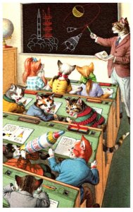 Cats in Classroom,  School , Alfred Mainzer no. 4965