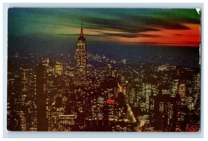 c1920s New York Facing South By Night Postcard F118E