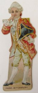 ANTIQUE MECHANICAL VICTORIAN TRADE CARD 18th CENTURY BOY PAPER DOLL New York