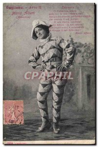 Postcard Old Theater Pagliaci Maria Alberti Arlecchino Arlequin