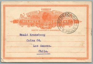 BRAZIL to CHILE 1923 ANTIQUE POSTCARD