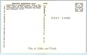 Postcard - Beautiful Minnehaha Falls, Minnehaha Park - Minneapolis, Minnesota