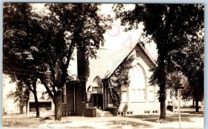 c1930s Adel, IA RPPC Methodist Episcopal Church Christian Building Vine PC A106