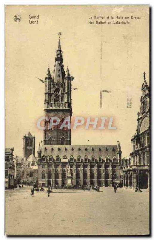 Postcard Old Gent Ghent The Belfry and the Cloth Hall