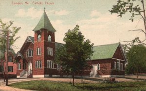 Vintage Postcard 1910's Catholic Church Camden Maine Leighton & Valentine Pub