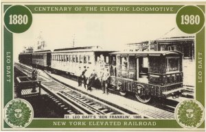 New York Elevated Railroad Leo Dafts Ben Franklin Train Postcard