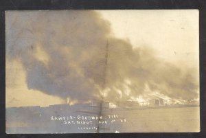 RPPC MARINETTE WISCONSIN SAWYER GOODMAN FIRE 1908 REAL PHOTO POSTCARD