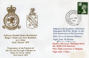 RAF Valley Freedom Of Bangor 1974 Welsh Military Hand Signed FDC