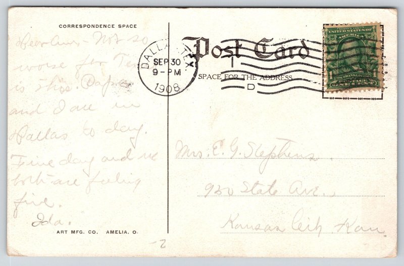 Dallas Texas~Praetorian Building~1908 CW Bulger Architect Drawing Postcard