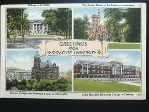 Vintage Postcard 1930-1945 Greetings from Syracuse University New York