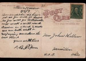 Ottawa KS to Massillon OH Public Library Kansas City MO Vintage Postcard B05