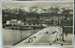 Switzerland Luzern Seebrucke Bahnhof Alpen - posted 1946