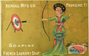 Lot Of 3 1880's Kendall Mfg. Co Soap Lady Archery Sailor Scottish Man P80