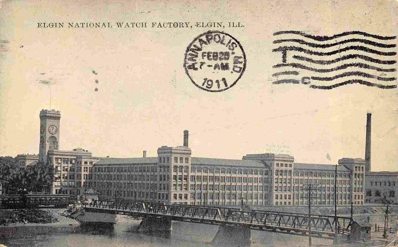 Elgin National Watch Factory Elgin Illinois 1911 postcard